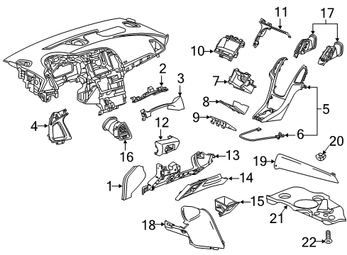 2018 Buick Cascada Cluster & Switches, Instrument Panel Upper Column Cover Diagram for 13493532