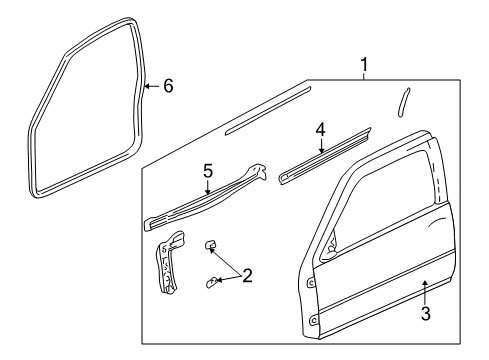 2002 Oldsmobile Alero Door & Components Weatherstrip, Front Side Door Diagram for 15147494