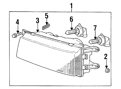 1992 Eagle Summit Bulbs HEADLAMP Kit RH HEADLA Diagram for MB597688