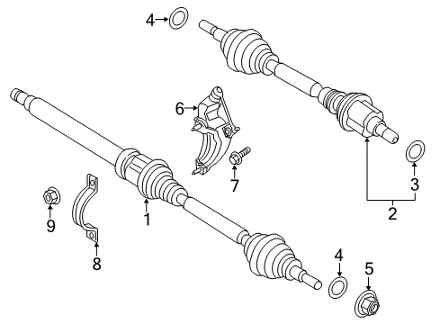 2014 Ford Fusion Drive Axles - Front Axle Assembly Diagram for DG9Z-3B437-A