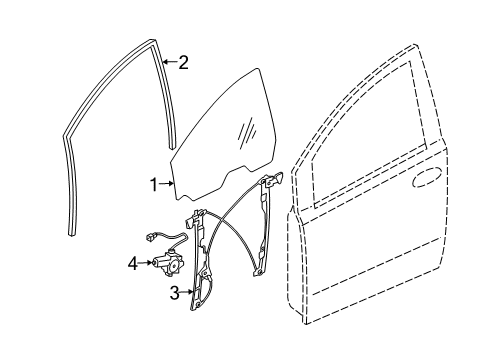 2008 Nissan Quest Front Door Glass Run Rubber-Front Door, LH Diagram for 80331-5Z000