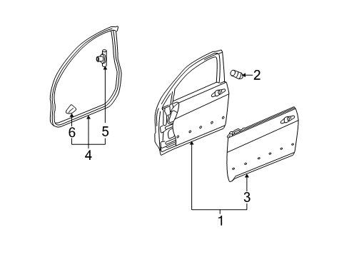 2012 Acura TL Front Door Panel, Right Front Door (Dot) Diagram for 67010-TK4-A90ZZ