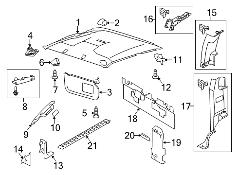 2014 Ford F-250 Super Duty Interior Trim - Cab Sunvisor Diagram for BC3Z-2504105-FC