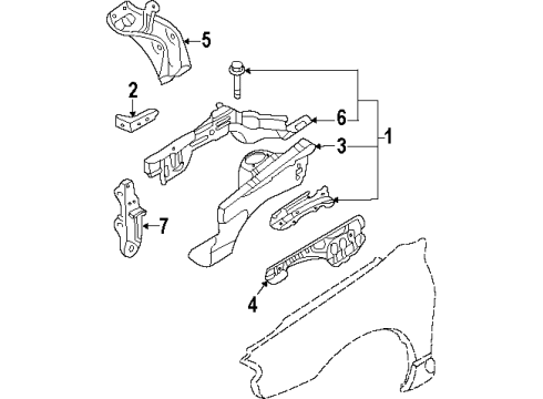2000 Ford Escort Structural Components & Rails Tie Down Hook Diagram for F2CZ58103B09A