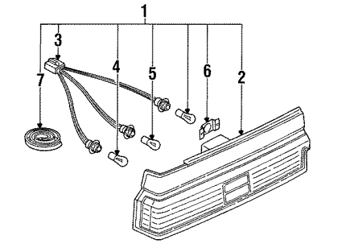 1988 Nissan Sentra Combination Lamps Rear Combination Lamp Socket Assembly, Right Diagram for 26556-65A00