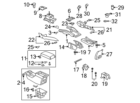 2008 Mitsubishi Outlander Console Bolt Diagram for MS240179