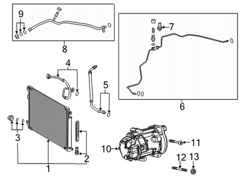 2022 Toyota Venza A/C Condenser, Compressor & Lines Condenser Assembly Diagram for 884A0-42070