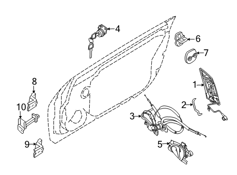 2018 Nissan 370Z Door & Components Door Inside Handle Assembly, Passenger Side Diagram for 80670-6GA0A