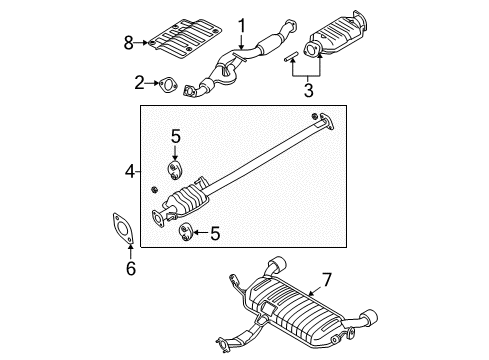 2008 Kia Sportage Exhaust Components Main Muffler Assembly Diagram for 287001F401