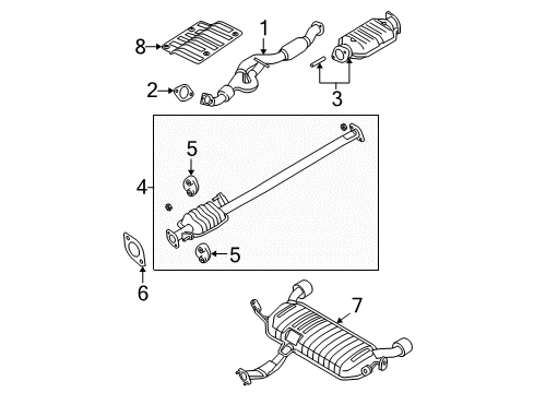 2008 Kia Sportage Exhaust Components Main Muffler Assembly Diagram for 287001F091