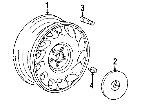 1990 Lexus ES250 Wheels Ornament Sub-Assy, Wheel Hub Diagram for 42603-32140