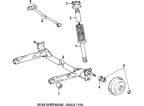 1998 Toyota Tercel Rear Axle, Suspension Components Shock Absorber Diagram for 48530-19875