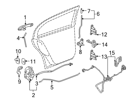 2005 Chevrolet Cobalt Rear Door - Lock & Hardware Rod-Rear Side Door Locking Rod Bellcrank Diagram for 22696191