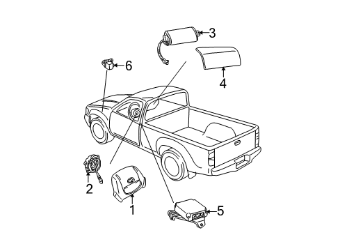 1999 Toyota Tacoma Air Bag Components Driver Air Bag Diagram for 45130-04040-B0