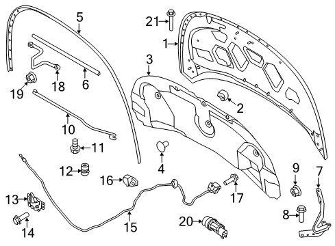 2018 Ford Explorer Hood & Components Insulator Diagram for FB5Z-16738-A