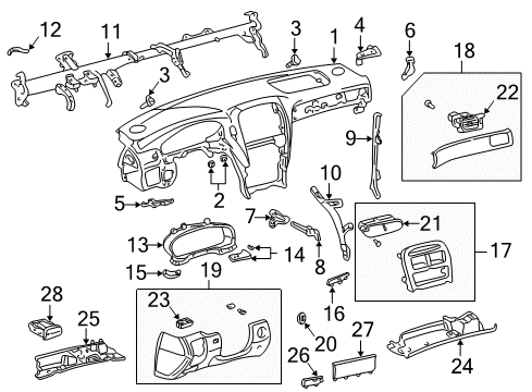 2001 Lexus LS430 Instrument Panel Spacer, Instrument Panel, NO.1 Diagram for 55315-12020