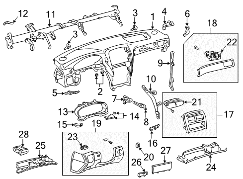 2001 Lexus LS430 Instrument Panel Cushion, Instrument Panel, NO.3 Diagram for 55357-20020