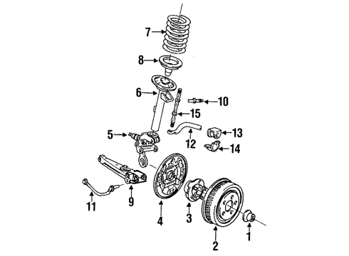 1991 Ford Taurus Rear Suspension Components, Lower Control Arm, Stabilizer Bar & Components Strut Diagram for 5U2Z-18V125-BR