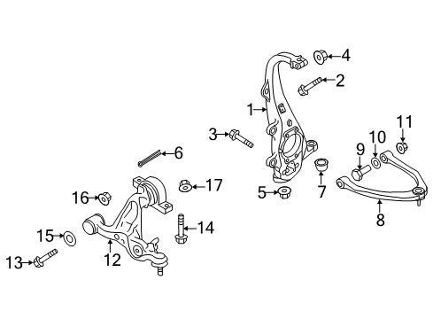2019 Infiniti Q70 Front Suspension, Lower Control Arm, Upper Control Arm, Stabilizer Bar, Suspension Components Transverse Link Complete, Left Lower Diagram for 54501-1MA0B