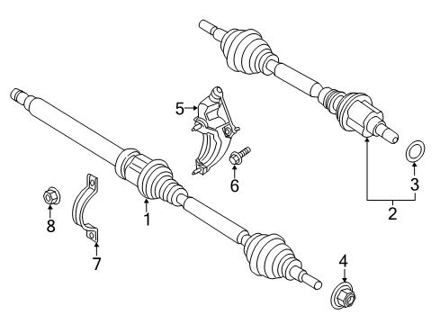 2014 Lincoln MKZ Drive Axles - Front Axle Assembly Diagram for DP5Z-3B437-A