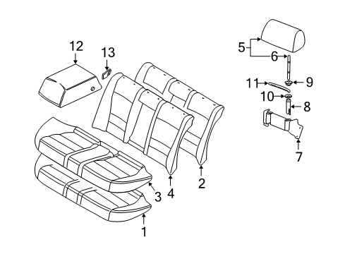 2001 BMW M5 Rear Seat Components Armrest Leather Diagram for 52208197632