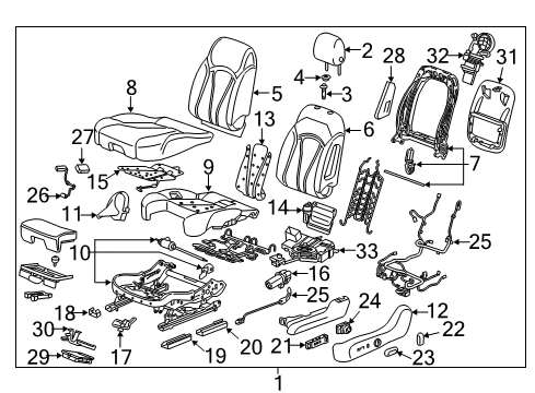 2020 Buick Envision Driver Seat Components Seat Back Panel Diagram for 23386151