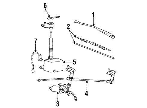 1990 Mitsubishi Precis Intake Manifold Passeger Wiper Blade Assembly Diagram for 98350-24510