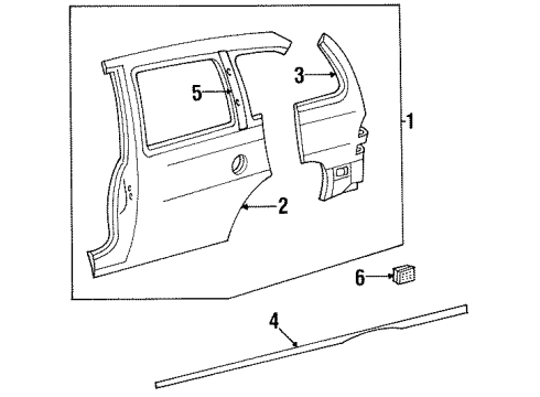 1997 Ford Windstar Side Panel & Components Splash Guard Diagram for F58Z-16A550-A