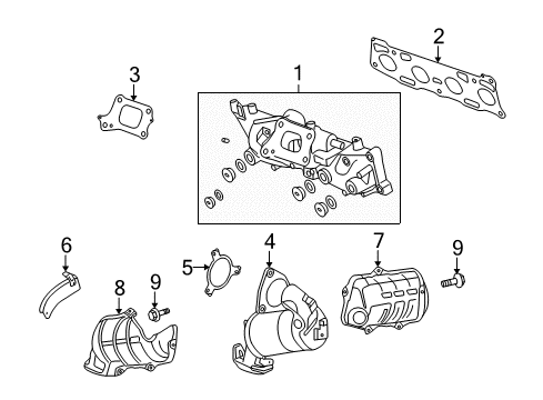 2012 Acura RDX Exhaust Manifold Cover, Rear Pre Converter Diagram for 18184-RWC-A00