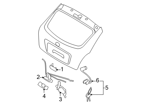 2007 Hyundai Accent Lift Gate Tail Gate Latch Assembly Diagram for 81230-1E210