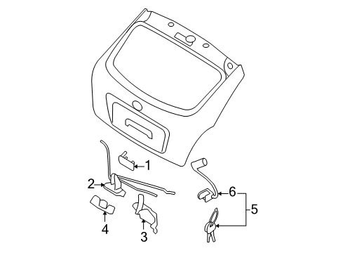 2007 Hyundai Accent Lift Gate Handle Assembly-Tail Gate Diagram for 81720-1E020