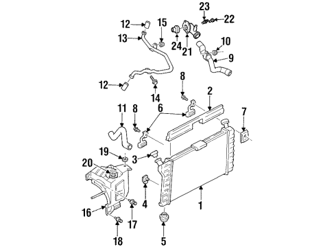 1996 Chevrolet Lumina Radiator & Components Thermostat Bypass Pipe Assembly Diagram for 24505577