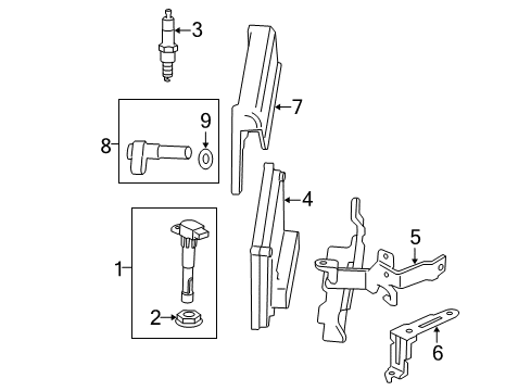 2007 Honda Civic Ignition System Coil Assembly B, Plug Diagram for 30521-PWA-S01