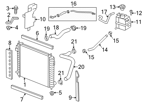 2012 Chevrolet Captiva Sport Radiator & Components Upper Hose Diagram for 19257214