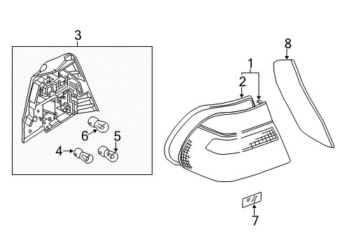 2003 BMW 325Ci Tail Lamps Rear Light In The Side Panel, Right Diagram for 63218375802