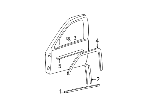 2003 Oldsmobile Alero Exterior Trim - Door Molding Asm, Front Side Door Center (LH) *Primed Diagram for 88898958