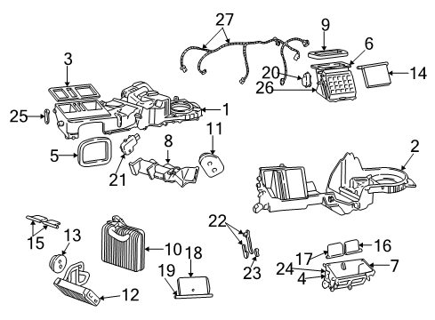 2004 Jeep Grand Cherokee A/C Evaporator & Heater Components SERVO-A/C Temperature Door Diagram for 5137781AA