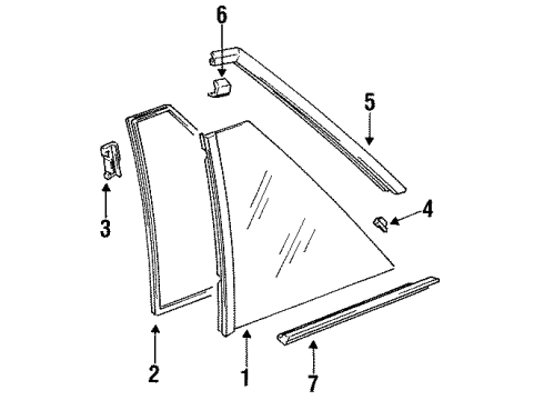 1990 Nissan Sentra Quarter Panel - Glass & Hardware WEATHERSTRIP Side Window LH Diagram for 83333-57A00