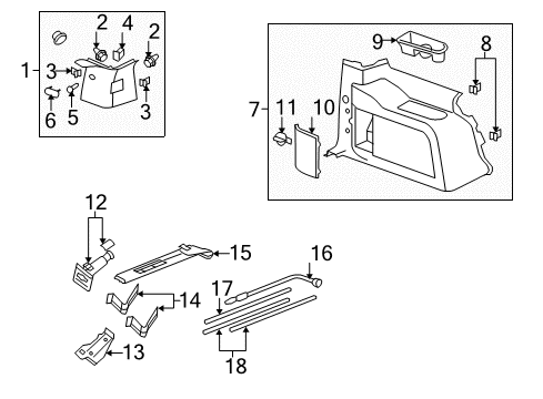 2010 Cadillac Escalade Interior Trim - Quarter Panels Holder Pkg-Rear Seat Cup *Ebony Diagram for 15838268