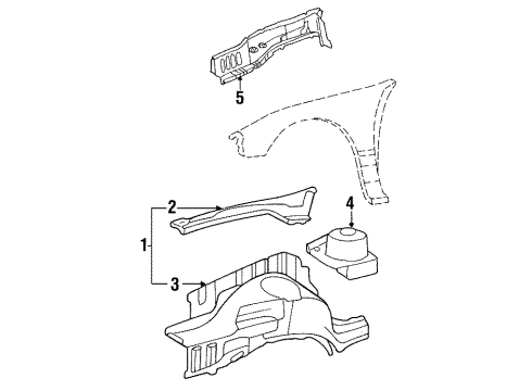 2001 Mercury Cougar Structural Components & Rails Lower Reinforcement Diagram for F5RZ16154A