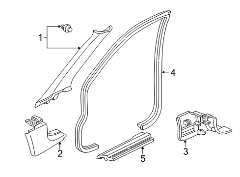 1998 Honda Accord Interior Trim - Pillars, Rocker & Floor Garnish Assy., R. FR. Pillar *YR169L* (MILD BEIGE) Diagram for 84101-S82-A01ZC