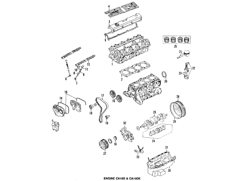 1988 Nissan Pulsar NX Engine Parts, Mounts, Cylinder Head & Valves, Camshaft & Timing, Oil Pan, Oil Pump, Crankshaft & Bearings, Pistons, Rings & Bearings Belt-Timing Diagram for A3028-51E85
