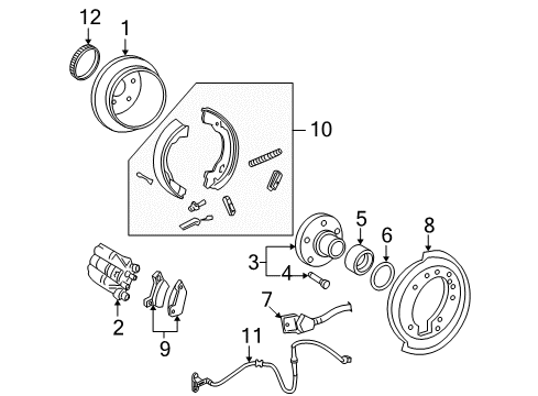 2008 Ford Explorer Brake Components Rear Speed Sensor Diagram for 8L2Z-2C190-A