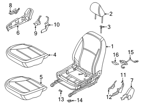 2022 Nissan Versa Passenger Seat Components Pad Assembly-Cushion, Front Seat RH Diagram for 87311-5EE0A