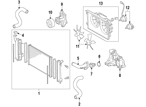 2015 Scion xB Cooling System, Radiator, Water Pump, Cooling Fan Water Inlet Diagram for 16321-0H060