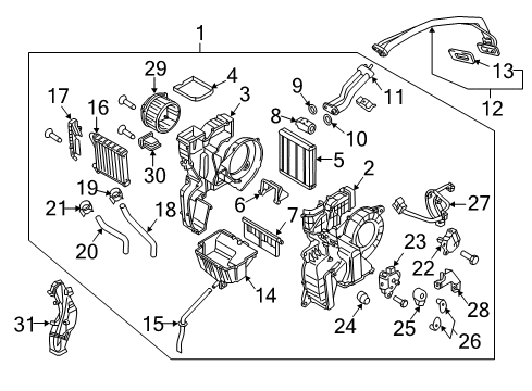 2015 Kia Sedona Air Conditioner Motor & Wheel Assembly Diagram for 97113A9000