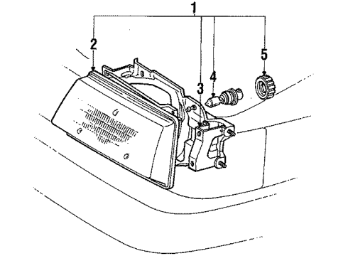 1988 Toyota Tercel Headlamps Passenger Side Headlight Unit Assembly Diagram for 81130-16370