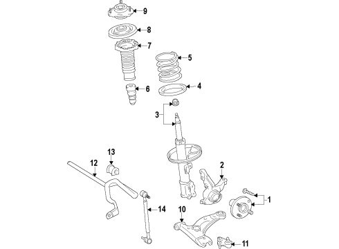 2013 Toyota Prius V Front Suspension Components, Lower Control Arm, Stabilizer Bar Stabilizer Link Diagram for 48820-47030