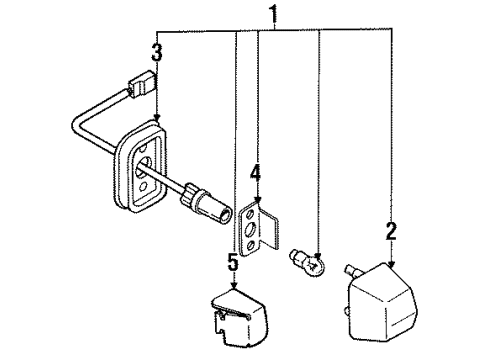 1991 Toyota Corolla License Lamps Socket & Wire Diagram for 81275-12230