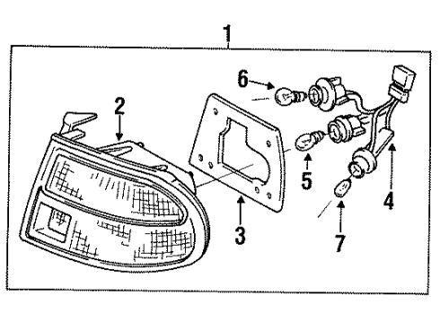 1994 Honda Civic Tail Lamps Lamp Unit, R. Diagram for 33501-SR3-A01